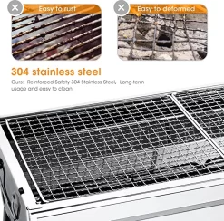 Uten - Houtskoolbarbecue - Opvouwbare Barbecue - Houtskoolbarbecues - Draagbare Camping Barbecue - 430 Roestvrij Staal Grill BBQ - 5-10 Persoon Tuin Buitenfeest - Zilver -Thuis-BBQ 1200x1184 1
