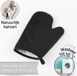 TAVAS Mooi Zwart Ovenwanten 2 Stuks Hittebestendige Ovenhandschoen Katoen, Thermolite Tot 220°C -Thuis-BBQ 1200x1191 4