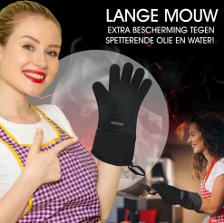 Sense Of Taste Ovenwanten - 2 Stuks - Ovenhandschoenen - Hittebestendig - 230°C - Siliconen - Zwart - Koken - Extra Lang -Thuis-BBQ 1200x1196 4