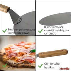 Pizzaschep 30 Cm Voor Oven Of BBQ - Rond - RVS - Met Houten Handvat -Thuis-BBQ 1200x1198 25