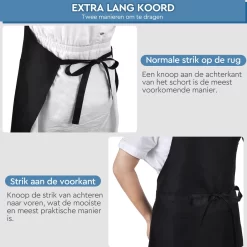 Keukenschort - Zwart - Kookschort - Schort - Restaurant - Met 2 Zakken En Verstelbaar Koord - Voor Mannen En Vrouwen - BBQ - Waterbestendig - Multifunctioneel -Thuis-BBQ 1200x1198 6