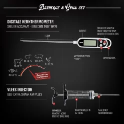 Mountain Jack® 40-Delige Luxe BBQ Grill Accessoires Set In Roestvrij Staal – Barbecue Gereedschap – Tangenset, Vlees Thermometer, Vleestang, Borstel, Spiezen, Vleesmes, Vleesvork -Thuis-BBQ 1200x1199 7