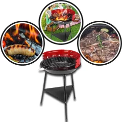 Houtskoolbarbecue Ø33 Cm | Verstelbare Grill BBQ | Halfopen | Zwart / Rood -Thuis-BBQ 1200x1200 113