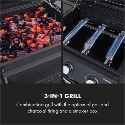 Klarstein Kingsville Double Barbecue - Houtskool- En Gasbarbecue - Smoker BBQ - Inclusief Deksels En Thermometer - Met 2 Roosters - Zwart 16 Klarstein Kingsville Double Barbecue - Houtskool- En Gasbarbecue - Smoker BBQ - Inclusief Deksels En Thermometer - Met 2 Roosters - Zwart -Thuis-BBQ 1200x1200 167