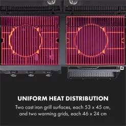 Klarstein Kingsville Double Barbecue - Houtskool- En Gasbarbecue - Smoker BBQ - Inclusief Deksels En Thermometer - Met 2 Roosters - Zwart 19 Klarstein Kingsville Double Barbecue - Houtskool- En Gasbarbecue - Smoker BBQ - Inclusief Deksels En Thermometer - Met 2 Roosters - Zwart -Thuis-BBQ 1200x1200 169