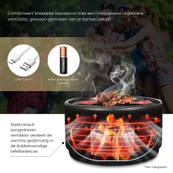 Ozocozy BBQ-ONE Houtskool Tafelbarbecue - Ø30 Cm- Zwart - Incl. Draagtas, Siliconen Bakkwast En RVS-Barbecuetang -Thuis-BBQ 1200x1200 193