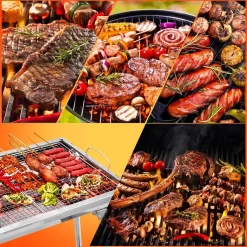 Uten - Houtskoolbarbecue - Opvouwbare Barbecue - Houtskoolbarbecues - Draagbare Camping Barbecue - 430 Roestvrij Staal Grill BBQ - 5-10 Persoon Tuin Buitenfeest - Zilver -Thuis-BBQ 1200x1200 197