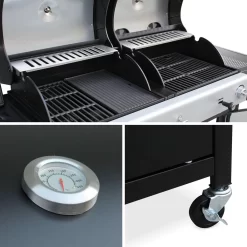 Alice's Garden Houtskool Barbecue - Grilloppervlak (LxB) 41 X 44 Cm - Gas En Houtskool - 3 Branders - Marsac Zwart -Thuis-BBQ 1200x1200 2