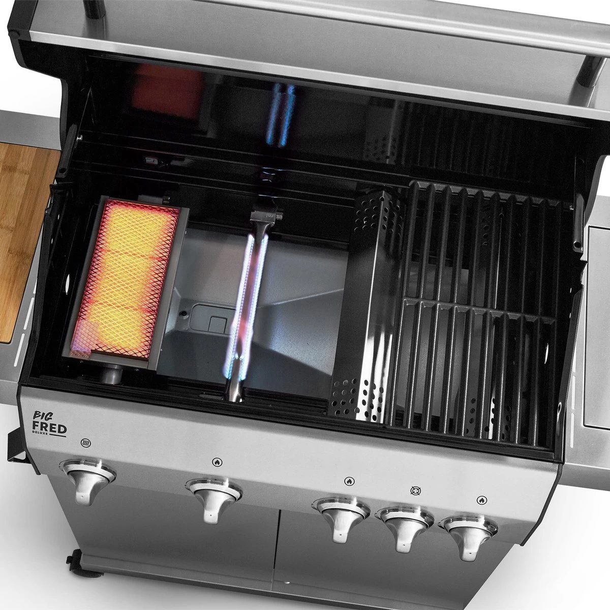 Burnhard Gas BBQ Big FRED Deluxe - 4 Branders - Incl. Keramische Infraroodbrander & Afdekhoes - Deluxe 7 Burnhard Gas BBQ Big FRED Deluxe - 4 Branders - Incl. Keramische Infraroodbrander & Afdekhoes - Deluxe - Afbeelding 7