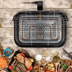 Princess 112252 Hybride Barbecue – Elektrische BBQ - Tafelmodel - 2000W - 44x 29cm - Gebruik Elektrisch Of Met Kolen -Thuis-BBQ 1200x1200 237