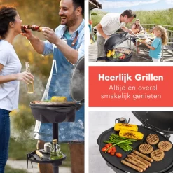 KitchenBrothers Elektrische BBQ - Met Grillplaat - Anti-aanbaklaag - Incl. Plank/Houders - Grilloppervlak 46,5x33,8cm - Tot 300°C - 2400W - Zwart -Thuis-BBQ 1200x1200 247