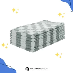 Theedoeken - Horeca Kwaliteit - Katoenenen Theedoeken Set - 12 X - Groen Wit - Ophang Lus -Thuis-BBQ 1200x1200 294