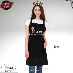 Merkloos Royal Keukenschort Zwart | 60x80 Cm | Queen Of The Kitchen | Kookschort Met Zakken | Keukenschort Dames | Keukenschort Voor Vrouwen | Cadeutje- Kado | Kook- BBQ -Thuis-BBQ 1200x1200 314