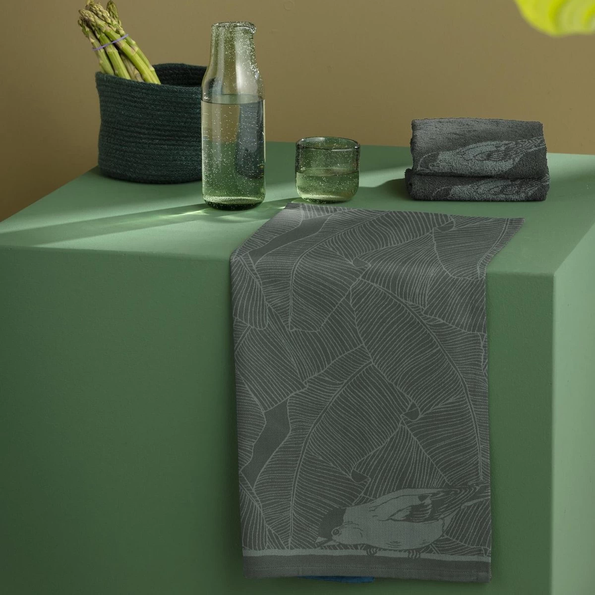 DDDDD Birdy - 2 Theedoeken & 2 Keukendoeken - Green 4 DDDDD Birdy - 2 Theedoeken & 2 Keukendoeken - Green - Afbeelding 4