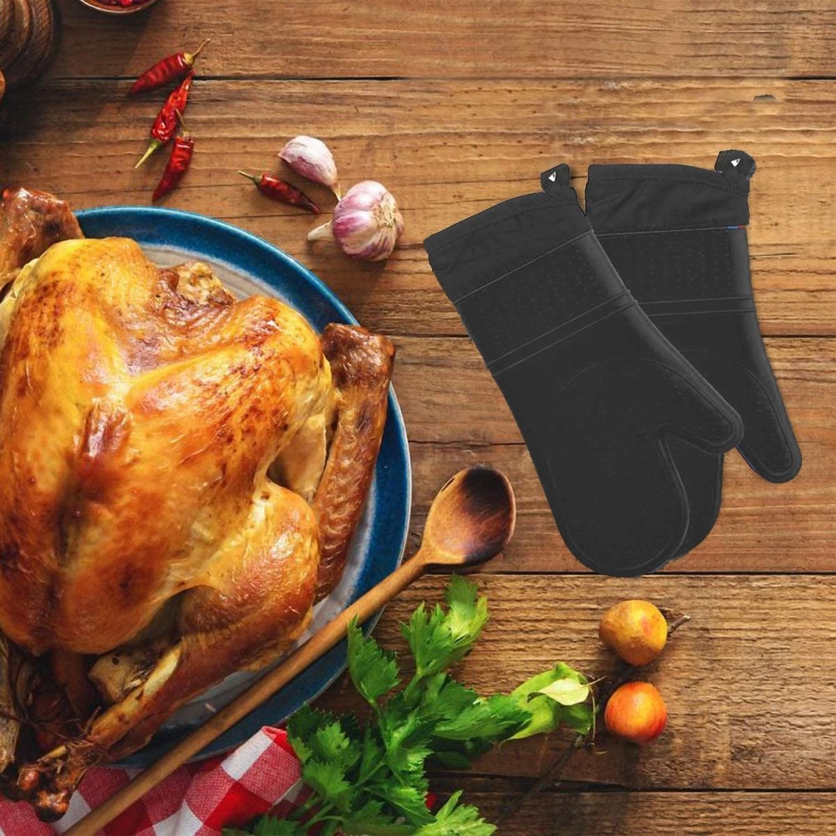 SWILIX ® Ovenwanten 2 Stuks - Ovenhandschoenen - Siliconen Ovenwant - Zwart 9 SWILIX ® Ovenwanten 2 Stuks - Ovenhandschoenen - Siliconen Ovenwant - Zwart - Afbeelding 9