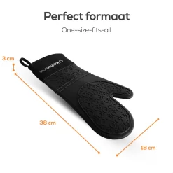 KitchenLove Ovenwanten - 2 Stuks Ovenhandschoenen - Hittebestendig Tot 250 °C - Siliconen - Zwart -Thuis-BBQ 1200x1200 445