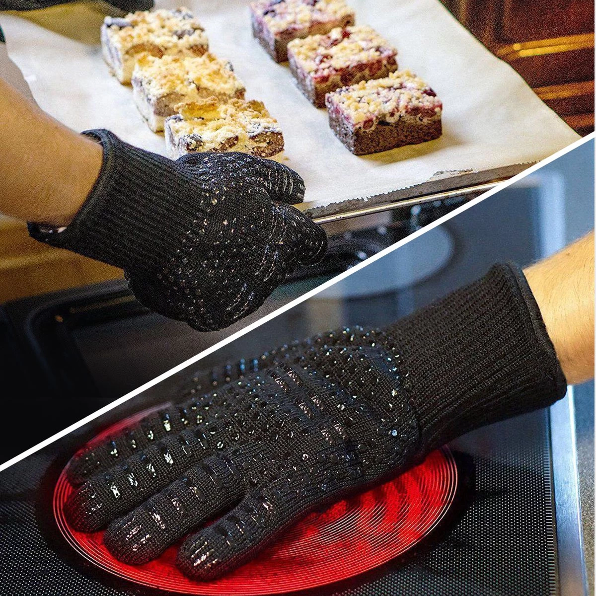 BBQ Handschoenen & Ovenwanten - BBQ Accesoires - Ovenhandschoenen Tot 500°C – Voorkomt Brandwonden Door Extra Lange Armbescherming - Zwart 2 BBQ Handschoenen & Ovenwanten - BBQ Accesoires - Ovenhandschoenen Tot 500°C – Voorkomt Brandwonden Door Extra Lange Armbescherming - Zwart - Afbeelding 2