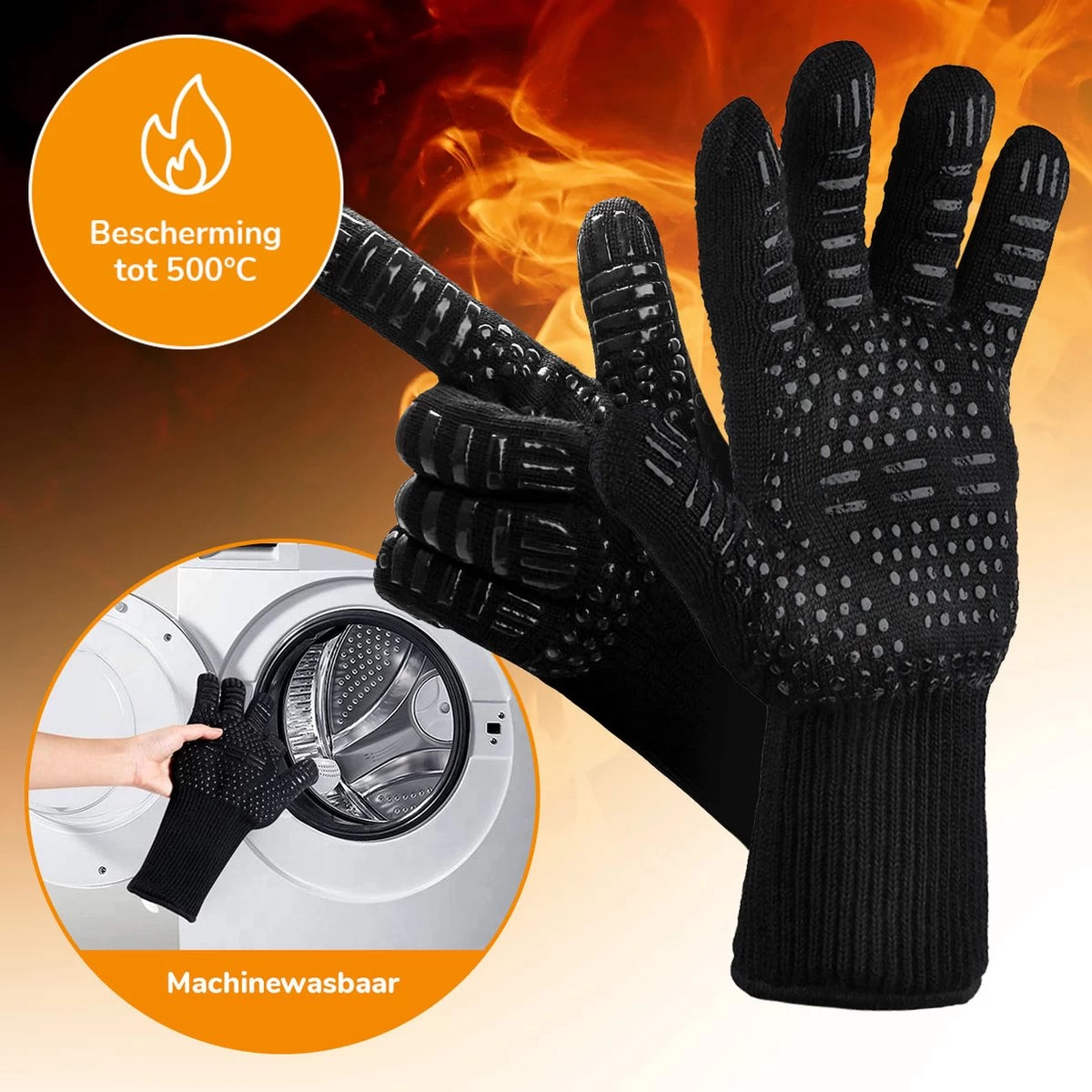 BBQ Handschoenen & Ovenwanten - BBQ Accesoires - Ovenhandschoenen Tot 500°C – Voorkomt Brandwonden Door Extra Lange Armbescherming - Zwart 6 BBQ Handschoenen & Ovenwanten - BBQ Accesoires - Ovenhandschoenen Tot 500°C – Voorkomt Brandwonden Door Extra Lange Armbescherming - Zwart - Afbeelding 6