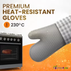 Kitchen4you Ovenwanten - Hoge Kwaliteit - Ovenhandschoenen - Grijs - Siliconen - Katoen -Thuis-BBQ 1200x1200 472