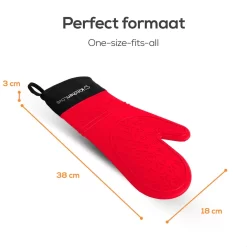 KitchenLove Ovenwanten - 2 Stuks Ovenhandschoenen - Hittebestendig Tot 250 °C - Siliconen - Rood -Thuis-BBQ 1200x1200 495