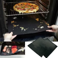 Merkloos Grill Mat Voor Oven En BBQ - 2 Stuks - Hittebestendig Tot 290 Graden - Vaatwasser Bestendig - Zwart