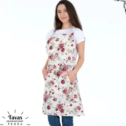 Pedra Keukenschort 60x80 Cm Rode Rozen Kookschort Met Zakken Keukenschort Dames Schort Voor Vrouwen