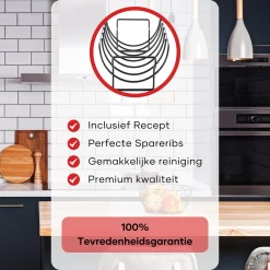 PROKING Sparerib Barbecue Rek – BBQ Accessoires – Inclusief Sparerib Recept – Anti-aanbak Lag – 35 X 19.5 X 11.5 CM -Thuis-BBQ 1200x1200 605