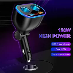 Auto Sigarettenaansteker Splitter - Losse Oplader - USB 2.0 A/USB 3.0 A 2 Poorten - Zwart - Snellader - Splitter - Auto Lader USB -Thuis-BBQ 1200x1200 683