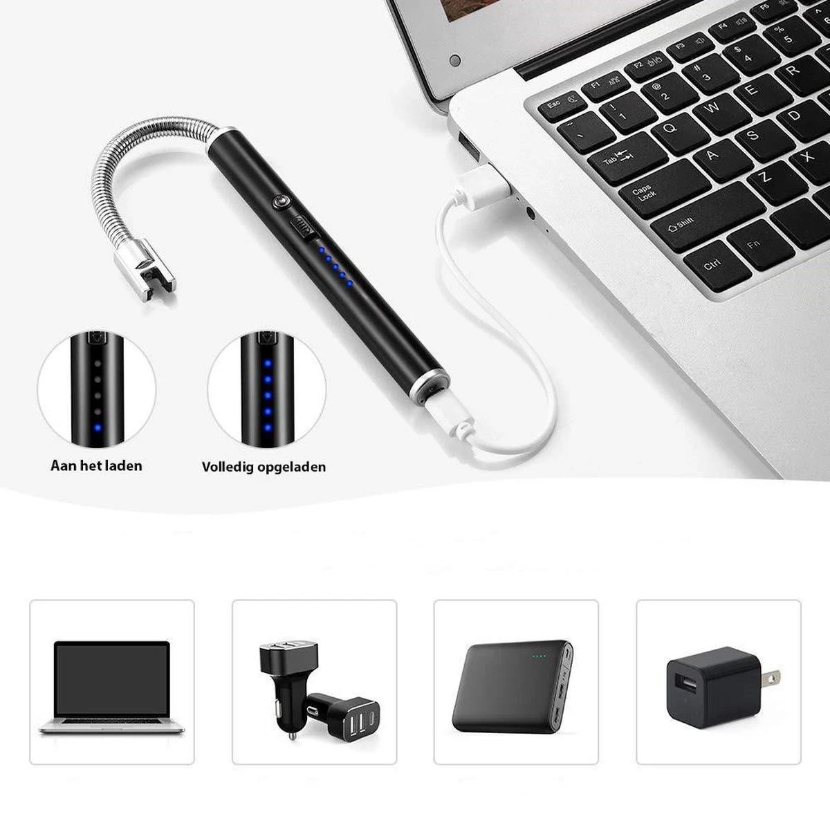 Oplaadbare Lange Elektrische Aansteker Buigbaar - Buigbare Aansteker - Duurzame Plasma Aansteker - Inclusief Cadeauverpakking - BBQ - Kaarsen - Zwart 5 Oplaadbare Lange Elektrische Aansteker Buigbaar - Buigbare Aansteker - Duurzame Plasma Aansteker - Inclusief Cadeauverpakking - BBQ - Kaarsen - Zwart - Afbeelding 5