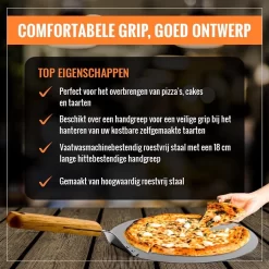 Inpro Pizzaschep RVS - Rond - Voor BBQ En Oven - Pizzaspatel - Taartschep - Houten Handvat - BBQ Gereedschap - Keukengerei - 30 Cm Diameter - Spatel -Thuis-BBQ 1200x1200 768