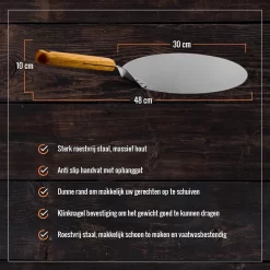 Inpro Pizzaschep RVS - Rond - Voor BBQ En Oven - Pizzaspatel - Taartschep - Houten Handvat - BBQ Gereedschap - Keukengerei - 30 Cm Diameter - Spatel -Thuis-BBQ 1200x1200 770