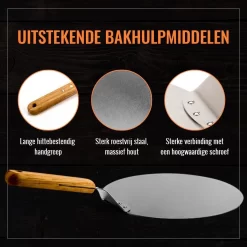 Inpro Pizzaschep RVS - Rond - Voor BBQ En Oven - Pizzaspatel - Taartschep - Houten Handvat - BBQ Gereedschap - Keukengerei - 30 Cm Diameter - Spatel -Thuis-BBQ 1200x1200 771