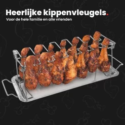 GrillX Kippenvleugelhouder - Kiphouder Voor BBQ & Oven - RVS - BBQ Accesoires 12 GrillX Kippenvleugelhouder - Kiphouder Voor BBQ & Oven - RVS - BBQ Accesoires -Thuis-BBQ 1200x1200 775