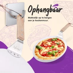 Nowad Pizzaschep RVS Rond Voor BBQ En Oven - 30,5 Cm - Pizzaspatel - Taartschep - Houten Handvat - Ophangbaar - Rond - Vaatwasbestendig - Keukenaccessoires -Thuis-BBQ 1200x1200 794