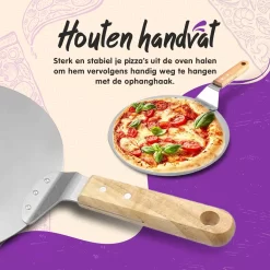 Nowad Pizzaschep RVS Rond Voor BBQ En Oven - 30,5 Cm - Pizzaspatel - Taartschep - Houten Handvat - Ophangbaar - Rond - Vaatwasbestendig - Keukenaccessoires -Thuis-BBQ 1200x1200 795