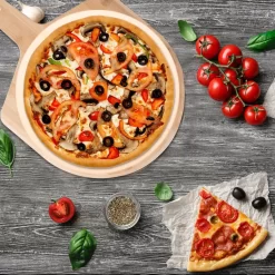 MaxxHome Pizzasteen - BBQ Steen - Maximum Te Verhitten Tot 600 Graden - ⌀33 - Incl. Houten Schep -Thuis-BBQ 1200x1200 894