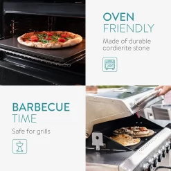 Navaris Pizzasteen XL Voor Oven En Barbecue - Rechthoekige Pizzaplaat 38 X 30 Cm - Inclusief Receptenboek - Keramisch Geglazuurd - Zwart -Thuis-BBQ 1200x1200 922