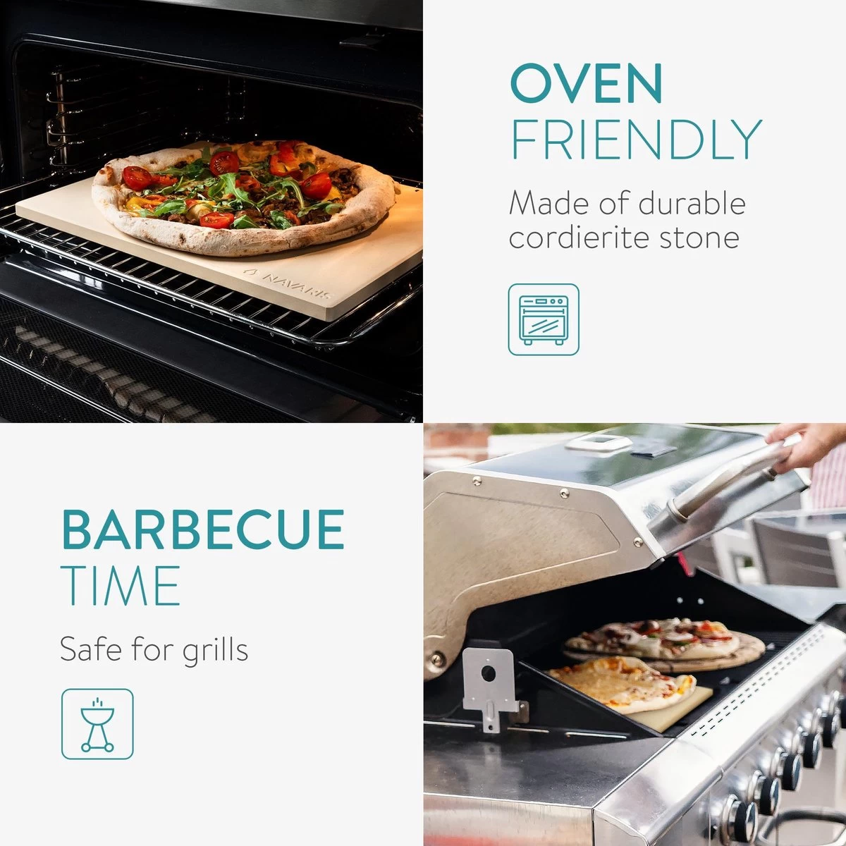 Navaris Pizzasteen XL Voor Oven En Barbecue - Rechthoekige Pizzaplaat 38 X 30 Cm - Inclusief Pizzaschep Met Extra Lang Handvat En Receptenboek 5 Navaris Pizzasteen XL Voor Oven En Barbecue - Rechthoekige Pizzaplaat 38 X 30 Cm - Inclusief Pizzaschep Met Extra Lang Handvat En Receptenboek - Afbeelding 5