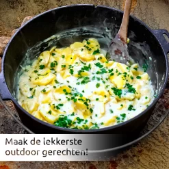 IRONO Dutch Oven - Pan Gietijzer - 14 Liter - Gietijzeren Pan BBQ 4-delig - Multifunctionele Kookset - Braadpan Gietijzer Met Deksellifter - Bakpan - Kookpan - Outdoor Cooking -Thuis-BBQ 1200x1200 983