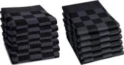 DDDDD Keukenset Antraciet - 6x Keukendoek 55x50 Cm + 6x Theedoek 65x65 Cm - Barbeque