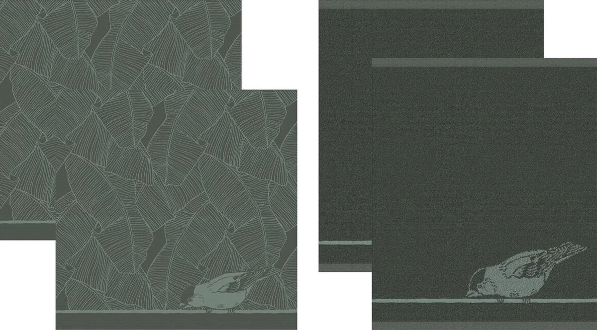 DDDDD Birdy - 2 Theedoeken & 2 Keukendoeken - Green 1 DDDDD Birdy - 2 Theedoeken & 2 Keukendoeken - Green