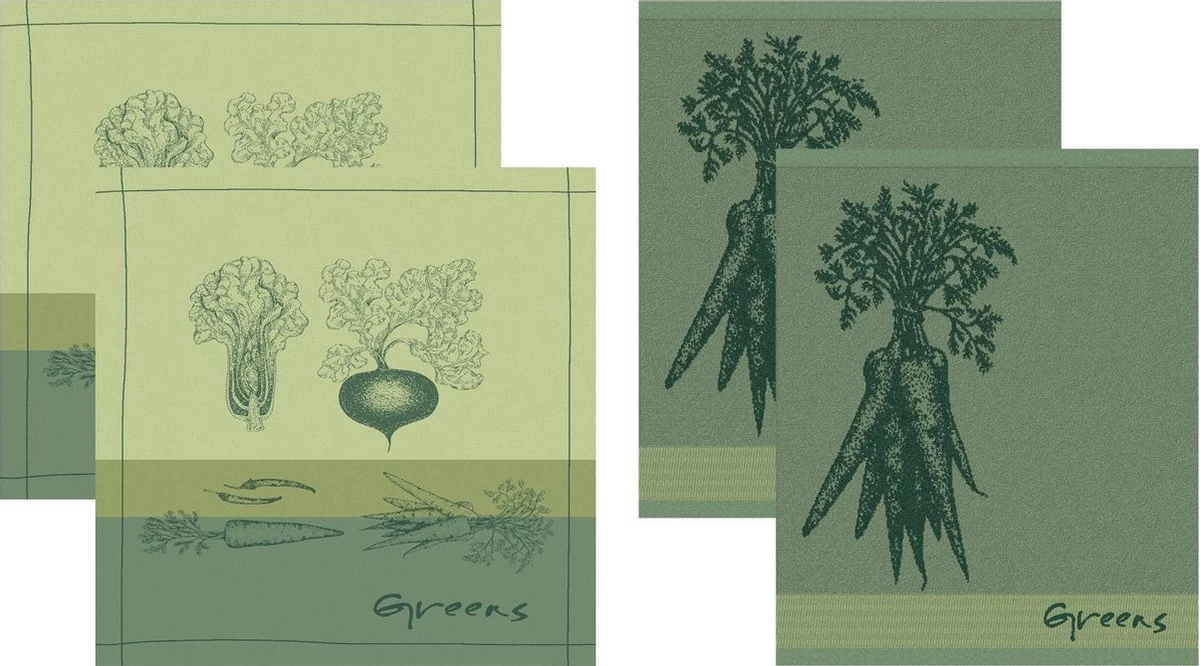 DDDDD Greens - 2 Theedoeken & 2 Keukendoeken - Green 1 DDDDD Greens - 2 Theedoeken & 2 Keukendoeken - Green