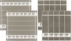 DDDDD Combiset 2 Theedoeken & 2 Keukendoeken Zw/bon Taupe