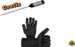 BBQ Ovenwanten- Met Gratis Vleesthermometer– Hittebestendige Handschoenen - Ovenhandschoenen - Barbecue Handschoen – Grill & Oven Want – Koken Accessoires - Vuurkorf En Openhaard - Gloves - Barbeque Keukenaccessoires -Zwart – 2 Stuks -Thuis-BBQ 1200x755 1