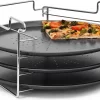 Relaxdays 3 Pizaplaten Met Pizzarek, Pizza Bakplaat Rond 33 Cm, Pizzaplaat 3stuk
