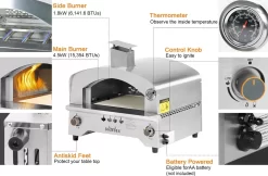 Bighorn Outdoor Edelstaal Gas Pizza Oven - Draagbare Gas Barbecue - Edelstaal -Model SRGG20001 -Thuis-BBQ 1200x787 1