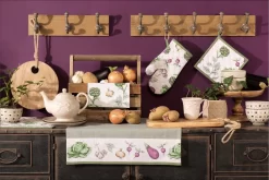 Clayre & Eef Keukenschort 70x85 Cm Beige Groen Katoen Groentes BBQ Schort Cadeau Voor Haar Kookschort -Thuis-BBQ 1200x800 45