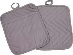 Roegaarden Pannenlappen - Pannenlap - 2 Stuks - Met Insteekvakken - Grijs