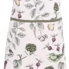 Clayre & Eef Keukenschort 70x85 Cm Beige Groen Katoen Groentes BBQ Schort Cadeau Voor Haar Kookschort