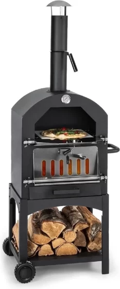 MaxxGarden Pizza Oven Buiten - Houtskool – Incl. Pizzasteen - 45x65x158cm